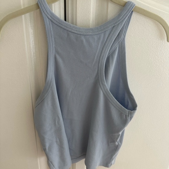 Open Edit Ribbed Crop Racerback Tank Periwinkle Blue - Picture 2 of 3